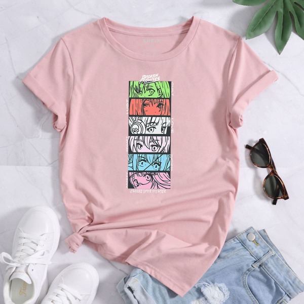 

Letter & Figure Graphic Tee, Baby pink