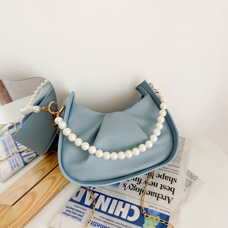 

Ruched Satchel Bag, Blue