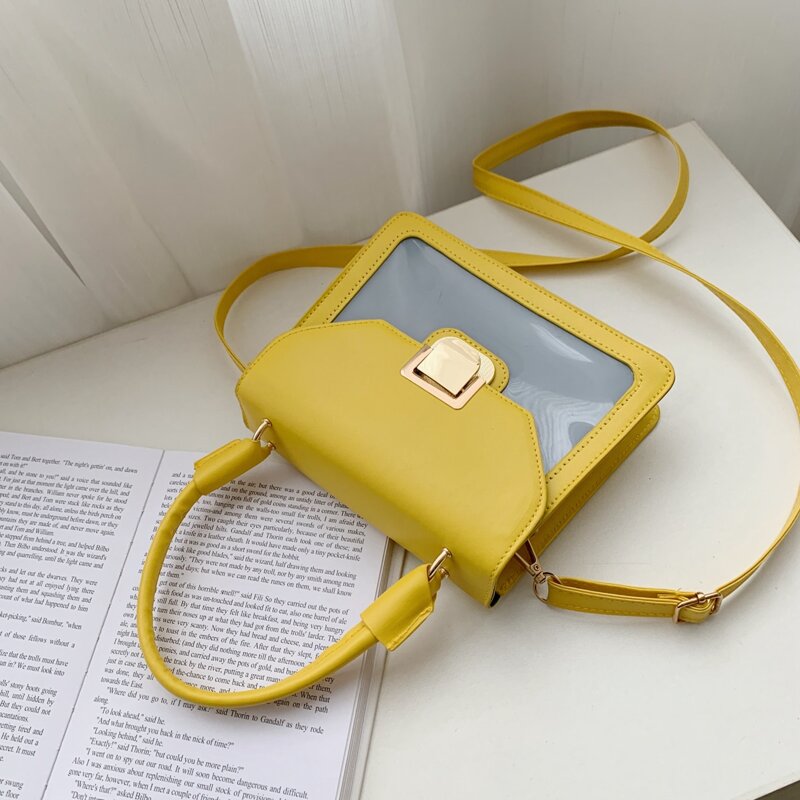 

Two Tone Top Handle Satchel Bag, Yellow