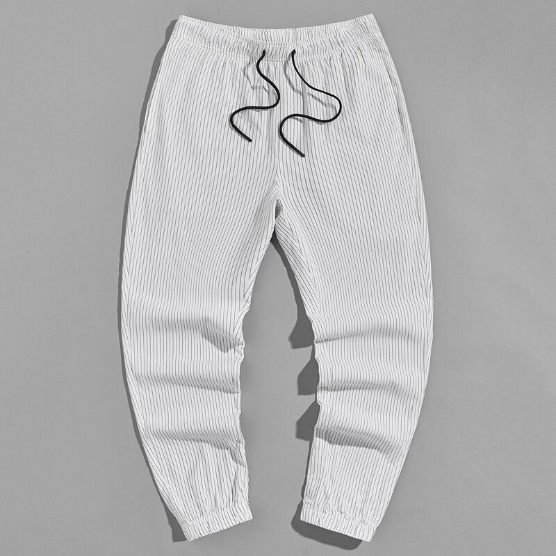 

Guys Striped Print Pants, White