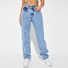 High Waist Straight Leg Jeans
