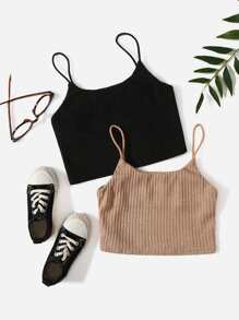 SHEIN Set de 2 tops de tirantes para niñas preadolescentes - Multicolor - Ver 1