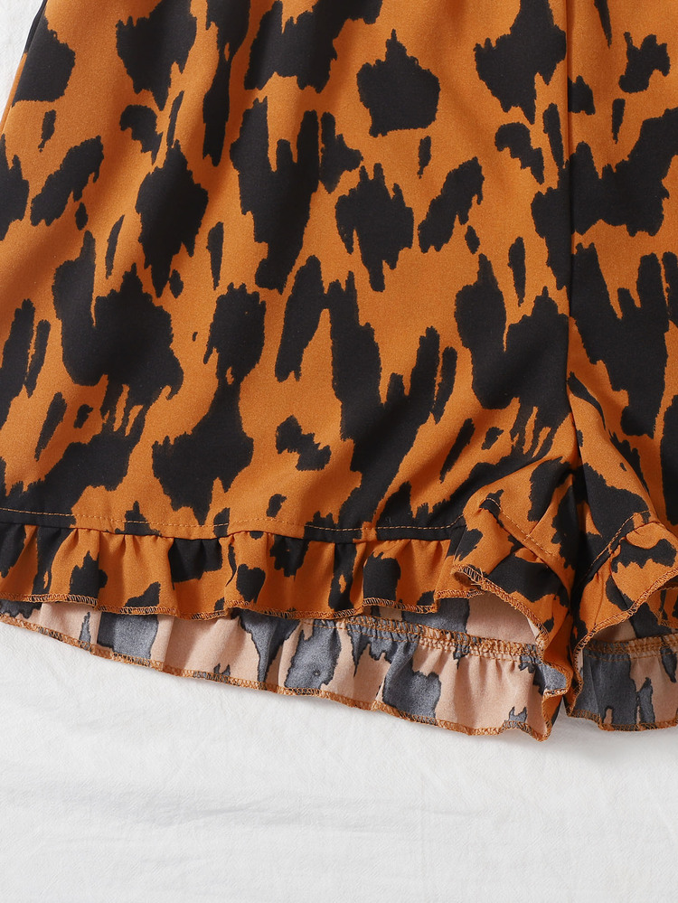 Allover Print Ruffle Hem Cami Romper - Multicolor - View 5