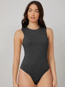 SHEIN BASICS Body tank unicolor forma ajustada - Gris Oscuro - Ver 1