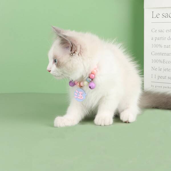 

1pc Beaded Pet Necklace, Multicolor
