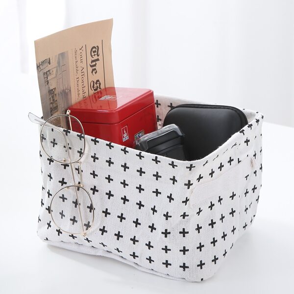 

Graphic Print Storage Basket, Black and white