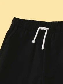 SHEIN Boys Splash Print Tee and Shorts Set - Black and White - View 3