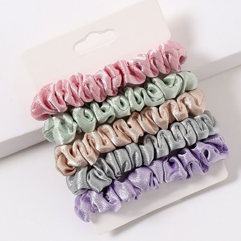 

5pcs Solid Hair Tie, Multicolor