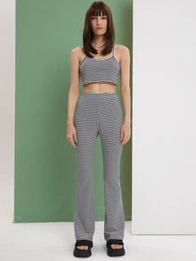 SHEIN Unity Striped Print Cami Crop Top - Blue and White - View 5