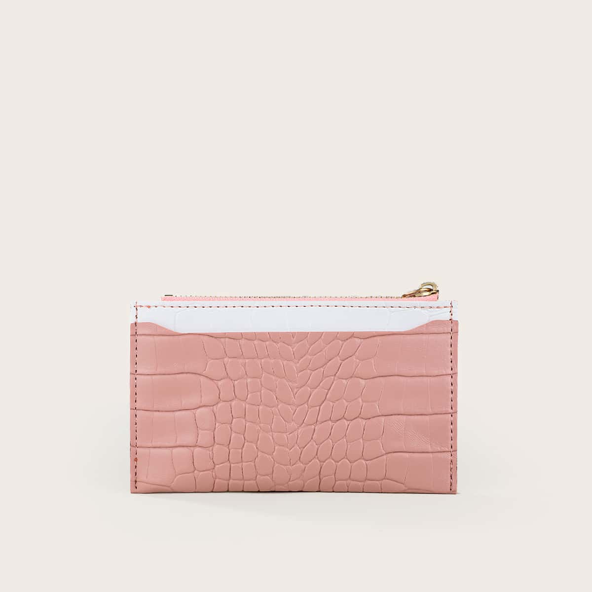 

Croc Embossed Card Holder, Pink