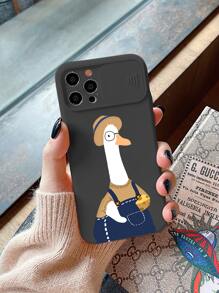 Hộp đựng điện thoại in hình con vịt hoạt hình - màu đen - Xem 1