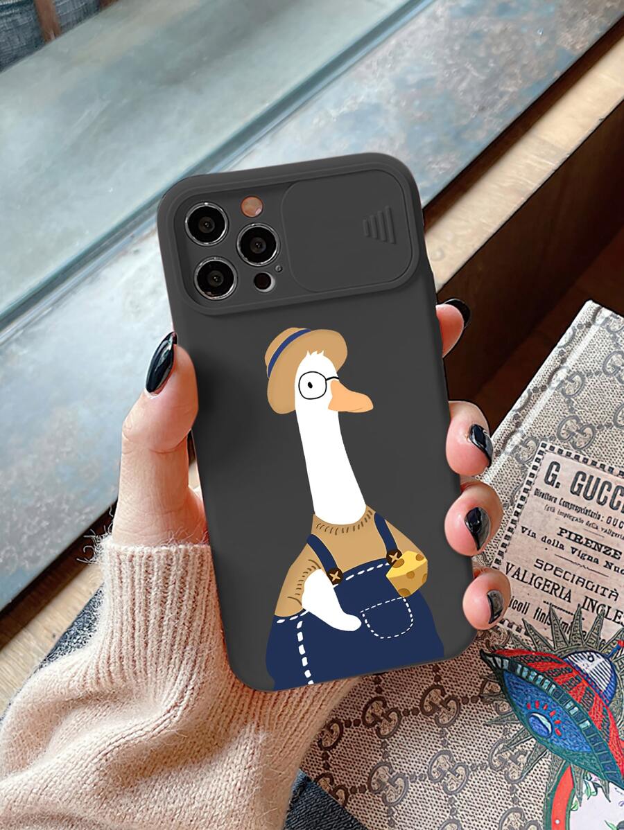 Hộp đựng điện thoại in hình con vịt hoạt hình - màu đen - Xem 1