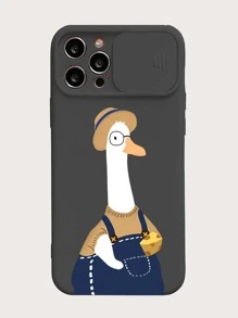 Hộp đựng điện thoại in hình con vịt hoạt hình - màu đen - Xem 2