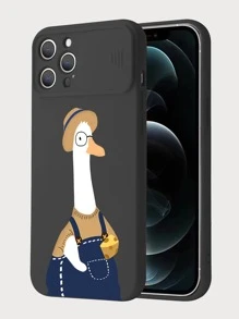 Hộp đựng điện thoại in hình con vịt hoạt hình - màu đen - Xem 3