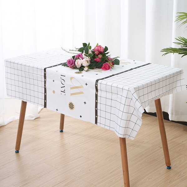 

Plaid Pattern Tablecloth, White
