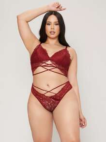 LUVLETTE Lingerie Lace Panty - Burgundy - View 7