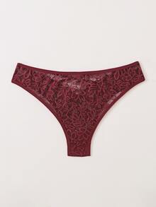 LUVLETTE Lingerie Lace Panty - Burgundy - View 2