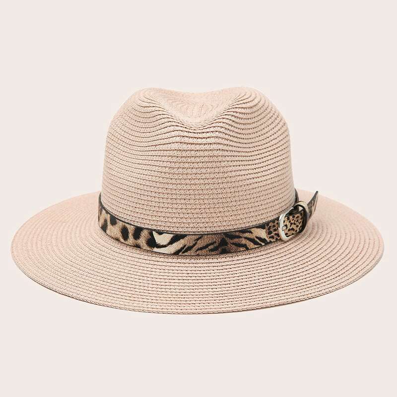 

Belt Decor Straw Hat, Dusty pink