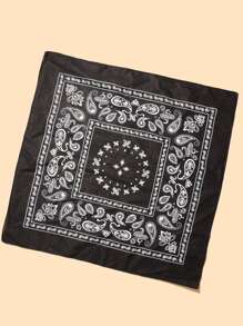 1 pieza Elegante bufanda/diadema de mujer con estampado bohemio de pez koi de dos tonos, perfecta para viajar y uso diario - Negro - Ver 2