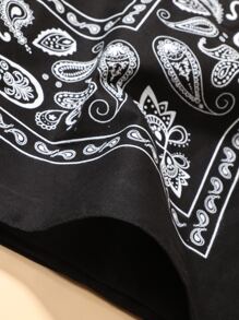 1 pieza Elegante bufanda/diadema de mujer con estampado bohemio de pez koi de dos tonos, perfecta para viajar y uso diario - Negro - Ver 3