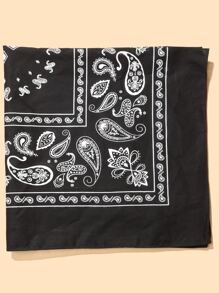 1 pieza Elegante bufanda/diadema de mujer con estampado bohemio de pez koi de dos tonos, perfecta para viajar y uso diario - Negro - Ver 4