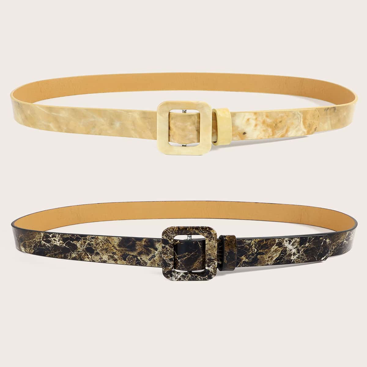 

2pcs Square Buckle Belt, Black