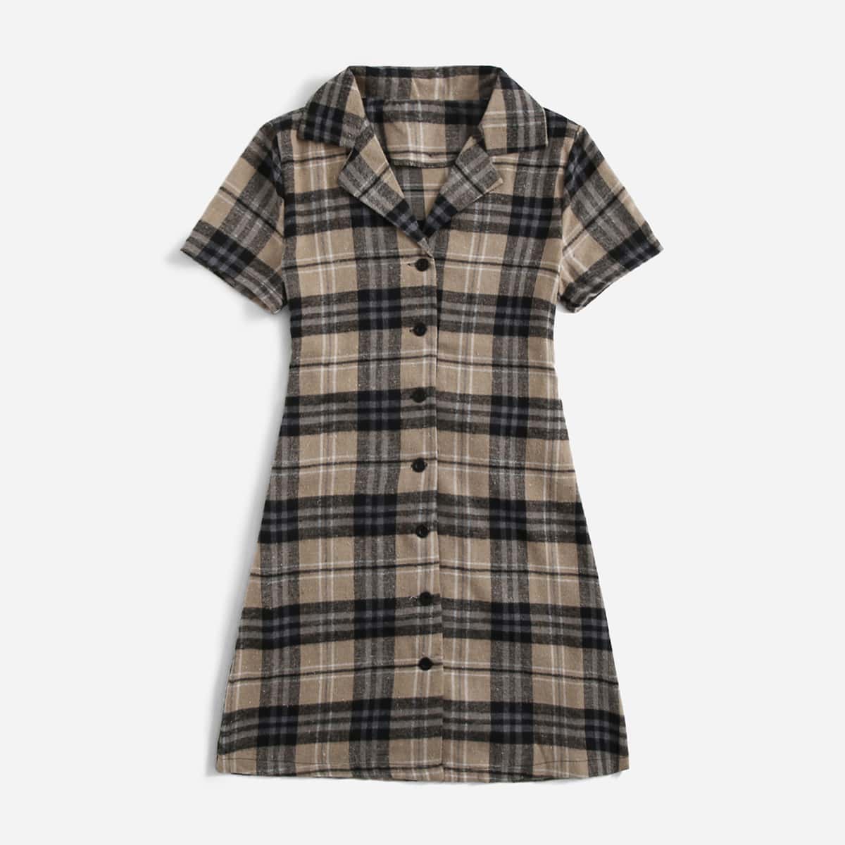 

Plaid Button Front Dress, Multicolor