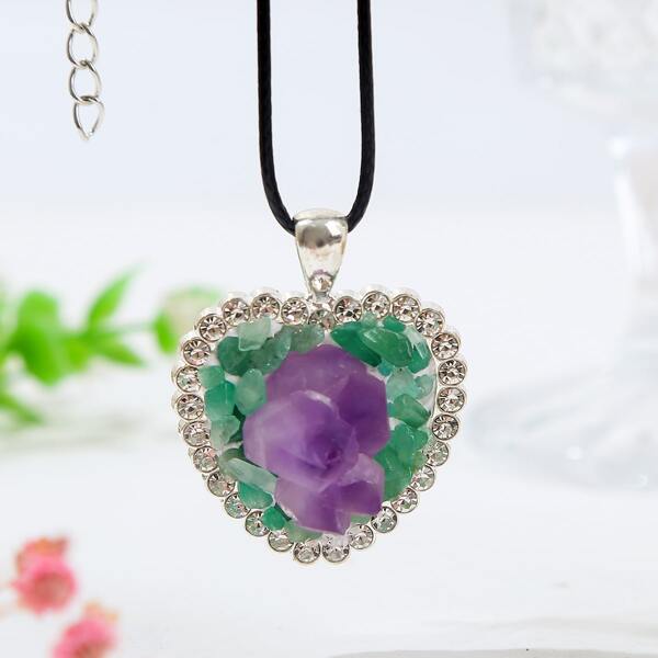 

Heart Charm Necklace, Multicolor