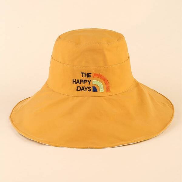 

Letter Embroidered Bucket Hat, Yellow