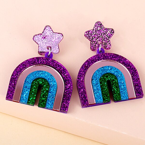 

Glitter Rainbow Drop Earrings, Multicolor
