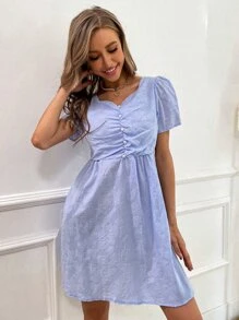 Aveloria Pearls Bow Back A-line Dress - Baby Blue - View 3