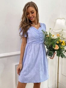 Aveloria Pearls Bow Back A-line Dress - Baby Blue - View 6