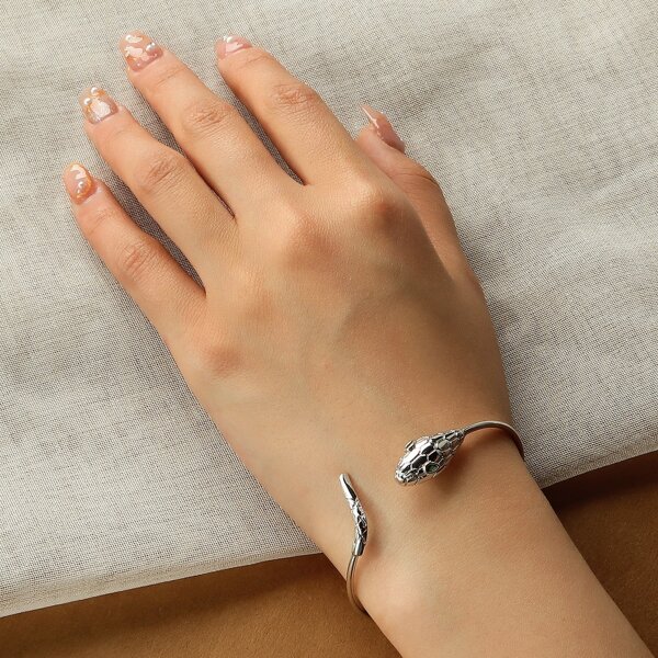 

Snake Detail Cuff Bangle, Silver