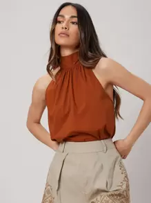 MOTF PREMIUM Top con cordón trasero - Óxido marrón - Ver 1