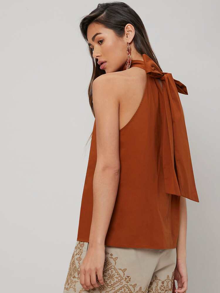 MOTF PREMIUM TIE BACK TOP - Rust Brown - View 2