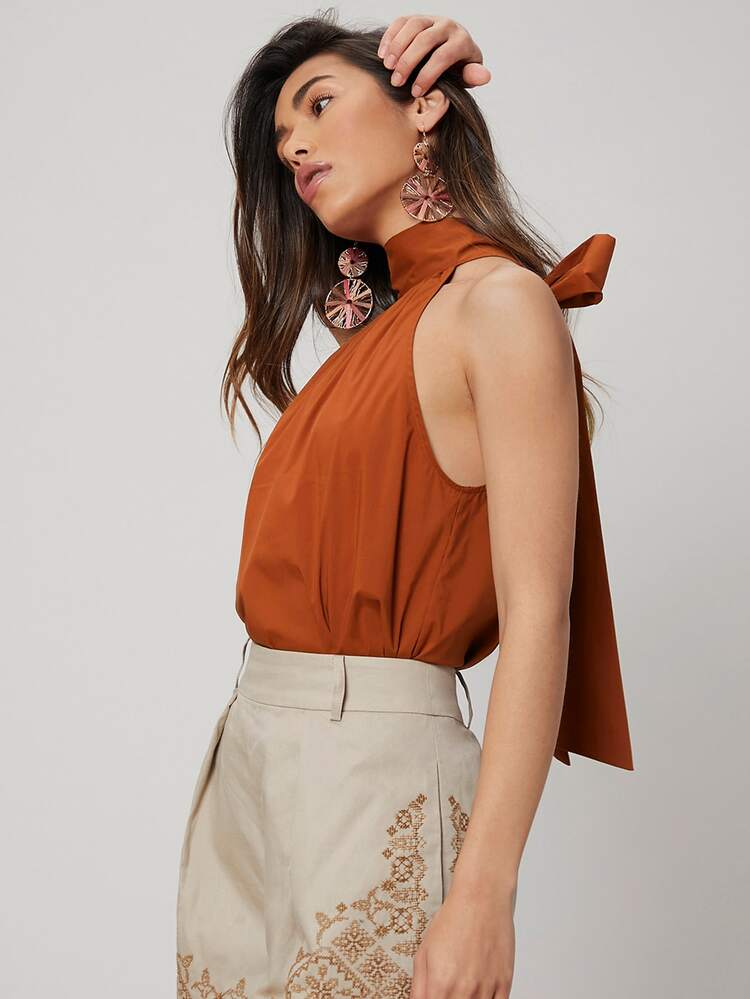 MOTF PREMIUM TIE BACK TOP - Rust Brown - View 4