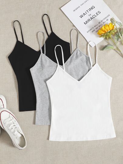 SHEIN EZwear 3pack Double V Neck Cami Top