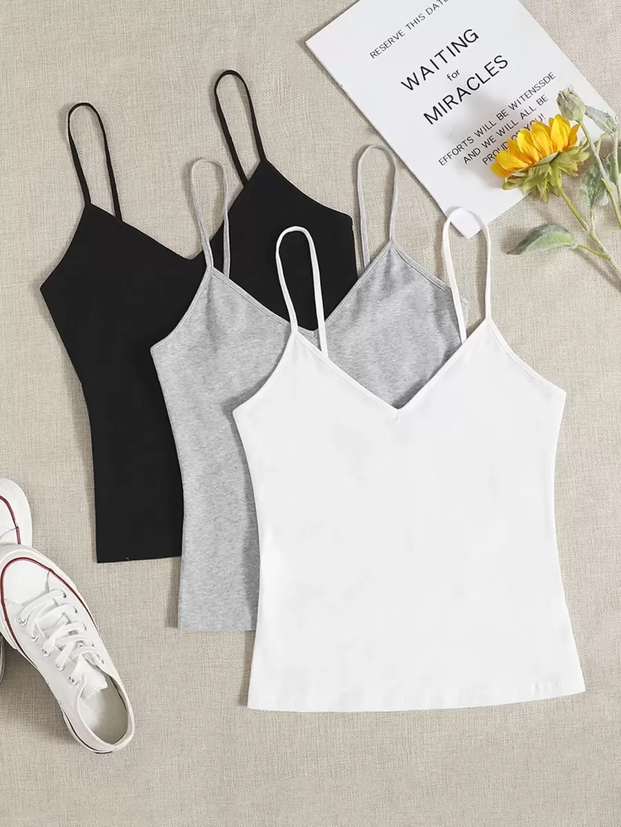 SHEIN EZwear 3pack Double V Neck Cami Top