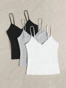 SHEIN EZwear 3pack Double V Neck Cami Top