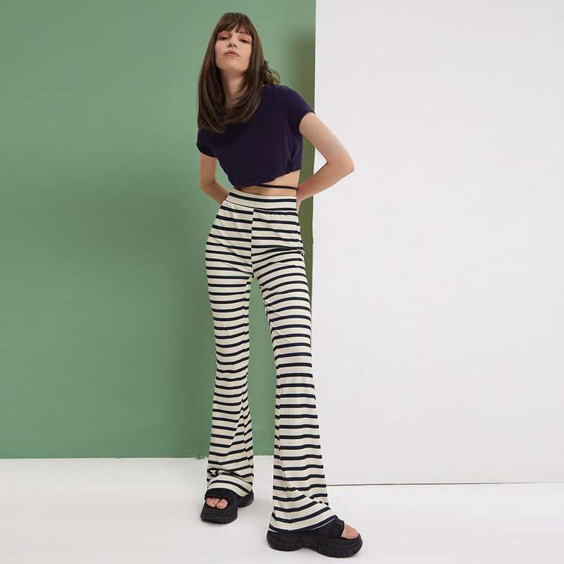 

Striped Flare Leg Pants, Multicolor