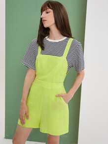 SHEIN Unity Overol con bolsillo oblicuo con cremallera trasera - Verde Lima - Ver 4
