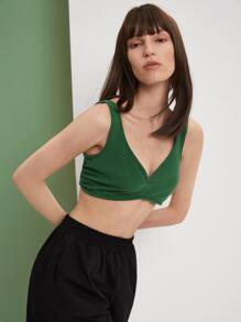 SHEIN Unity Áo hai dây màu trơn Giải trí - màu xanh lá - Xem 3