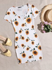 Our Sunflower Print Dress is such a vibe - ROMWE