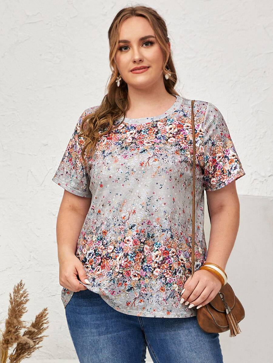 EMERY ROSE Áo thun Plus size Hoa Giải trí - Nhiều màu - Xem 1