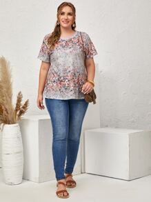 EMERY ROSE Áo thun Plus size Hoa Giải trí - Nhiều màu - Xem 3