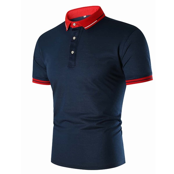 

Men Contrast Trim Polo Shirt, Navy blue