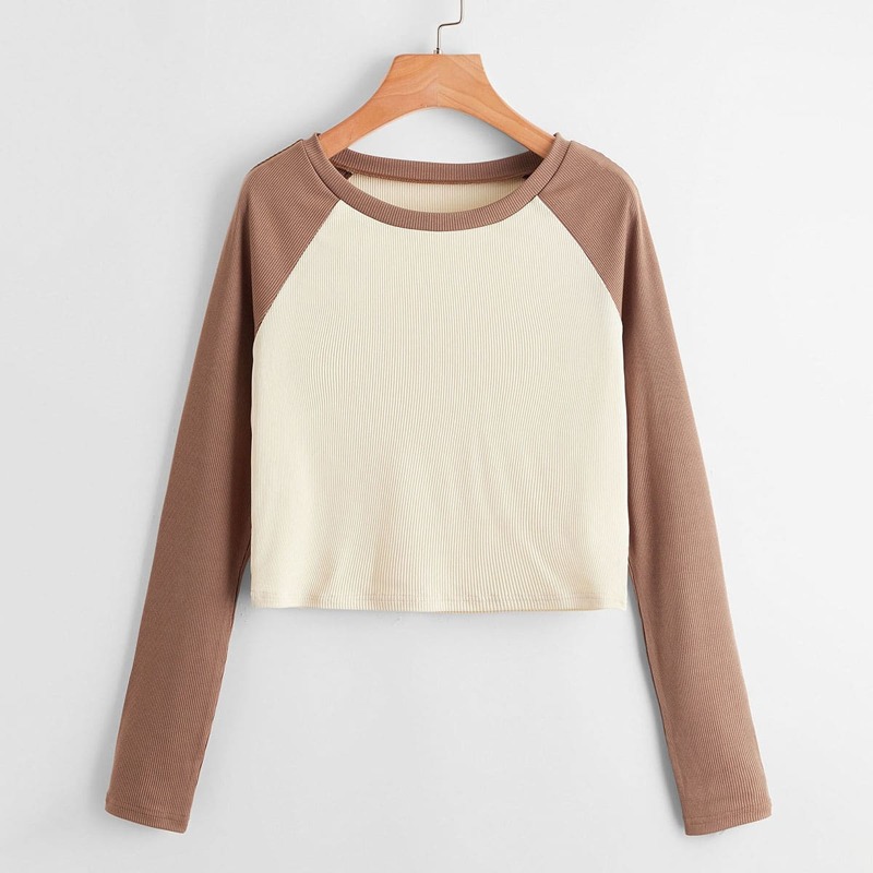 

Colorblock Ribbed Baseball Tee, Multicolor