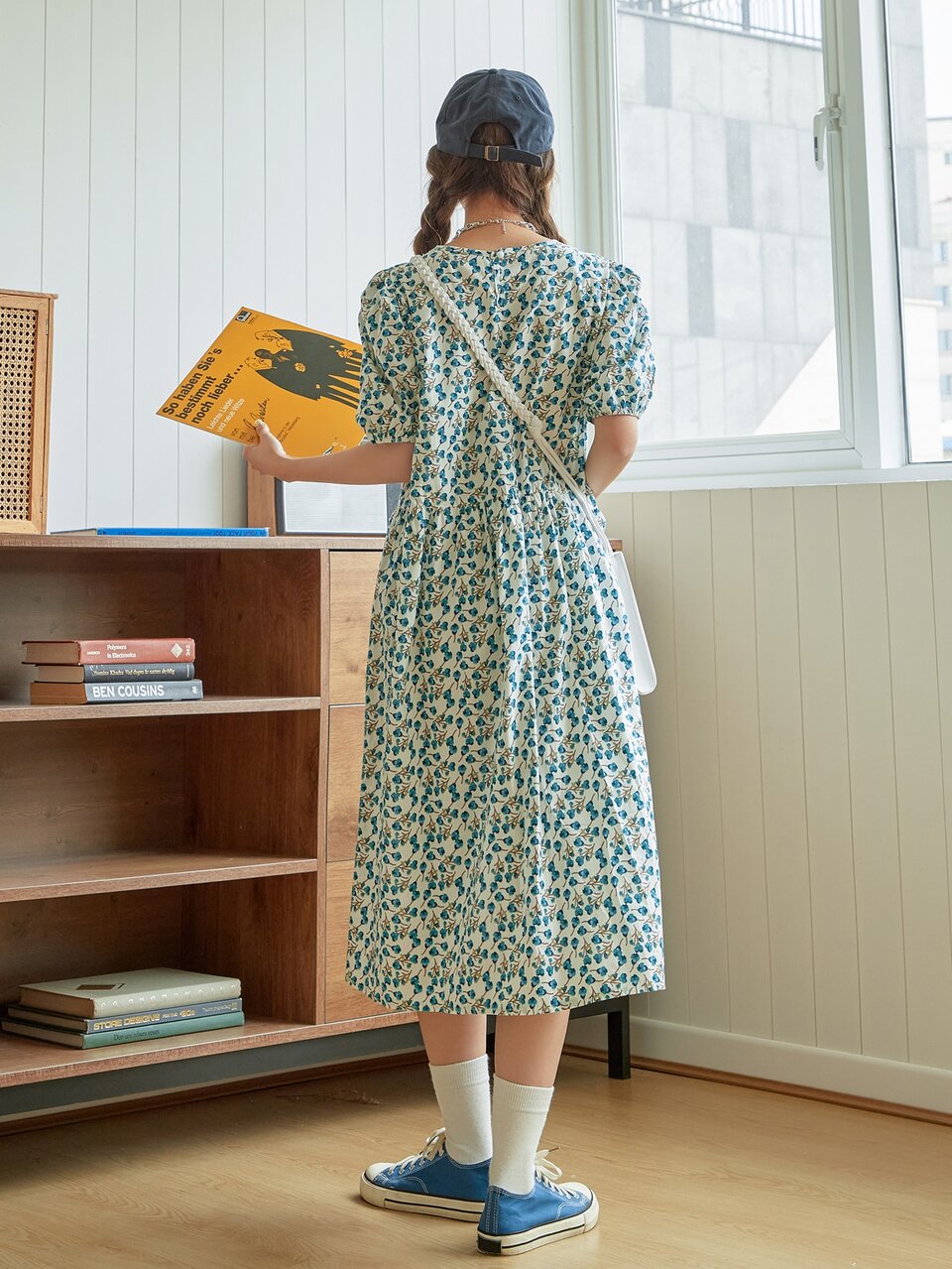 Puff Sleeve Ditsy Floral Smock Dress