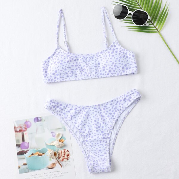 

Dalmatian Print Bikini Swimsuit, Mauve purple