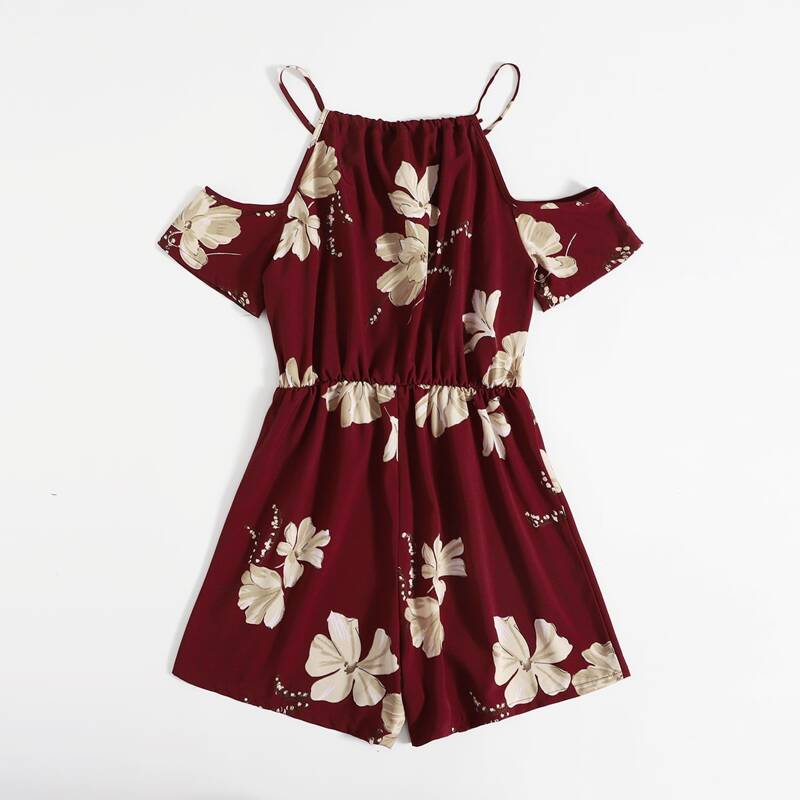 

Floral Print Jumpsuit, Burgundy